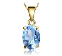 JewelryPalace 2.1ct Magnifique Collier Pendentif Plaque Or Jaune Femme en Topaze Ciel Bleu Culture avec une Chaîne en Argent Sterling 925 45cm