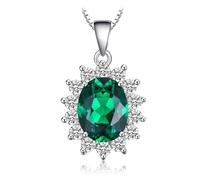 JewelryPalace 2.28ct Diana Princesse Kate Middleton Collier Pendentif Imitation Emeraude Verte Placcato Oro Bianco 14K Pour Femme, Vintage Collier