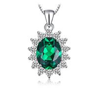 JewelryPalace 2.28ct Elégant Diana Princesse Kate Middleton Collier Pendentif Femme en Imitation Emeraude Verte avec une Chaîne en Argent Sterling 925 45cm