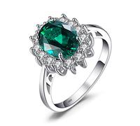 JewelryPalace 2.8 ct Elégant Diana Princesse Kate Middleton Bague Femme en Argent Sterling 925 en Emeraude de Synthèse Verte