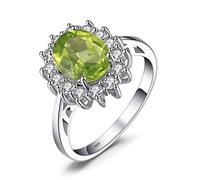 JewelryPalace 2.8 ct Magnifique Diana Princesse Kate Middleton Bague de Fiançailles Femme en Argent Sterling 925 en Péridot Naturel Vert Taille 57