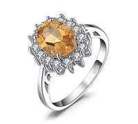 JewelryPalace 2.8 ct Magnifique Elégant Diana Princesse Kate Middleton Bague de Fiançailles Femme en Argent Sterling 925 en Citrine Naturelle Taille 59.5