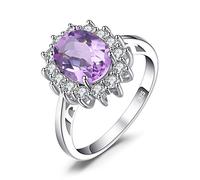 JewelryPalace 2.8 ct Magnifique Elégant Diana Princesse Kate Middleton Bague de Fiançailles Femme en Argent Sterling 925 en Améthyste Naturelle Violette Taille 57