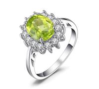 JewelryPalace 2.8ct Diana Princesse Kate Middletonu Bague Zircone Cubique de Couleur Péridot Placcato Oro Bianco 14K Pour Femme, Bague de Fiançailles Mariage, Vintage Ensemble Cadeau 54