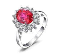 JewelryPalace 2.8ct Diana Princesse Kate Middletonu Bague Zircone Cubique de Couleur Rubis Placcato Oro Bianco 14K Pour Femme, Bague de Fiançailles Mariage, Vintage 67