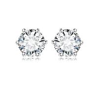 JewelryPalace 2ct Classique Boucles d'oreilles Taille Rond Solitaire Cubic Zirconia Argent 925 Femme, Or Blanc 14k Petite Clous d'oreilles Pierre Fille, Diamant Simulé Ensemble Bijoux Mariee Mariage