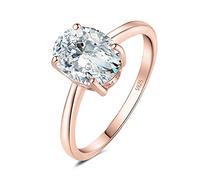 JewelryPalace 2ct Classique Cubic Zirconia Bague Ovale Solitaire Pierre en Argent 925 Femme, Plaqué Or Rose Bague Diamant Simulé Fiançailles Mariage Promise Alliance, Ensemble Parure Bijoux Mariee