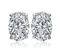 JewelryPalace 2ct Classique Taille Ovale Solitaire Cubic Zirconia Boucles d'oreilles Argent 925 Femme, Or Blanc 14k Petite Clous d'oreilles Pierre Fille, Diamant Simulé Ensemble Bijoux Mariee Mariage