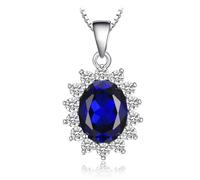 JewelryPalace 3.22ct Diana Princesse Kate Middleton Collier Pendentif Zircone Cubique de Couleur Saphir Placcato Oro Bianco 14K Pour Femme, Vintage Collier 45cm