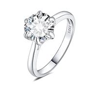JewelryPalace 3ct Classique Cubic Zirconia Bague Taille Rond Solitaire Pierre Argent Massif 925 Femme, Diamant Simulé Bague Argent Fiançailles Mariage Promise Alliance, Ensemble Bijoux Femme Mariee