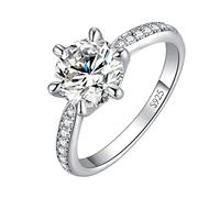 JewelryPalace 3ct Classique Moissanite Bague Taille Rond Solitaire Pierre Argent Massif 925 Femme, Or Blanc 14k Bague Diamant Simulé Fiançailles Mariage Promise Alliance, Ensemble Bijoux Mariee