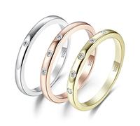 JewelryPalace Bague Solitaire 3 5 Pierre Classique Zircone Cubique, Bandeau Empilable Anneau Alliance, Bague Anniversaire Mariage 14K Plaque Or Blanc Jaune Rose Argent 925 Fille, Ensemble Bijoux Femme