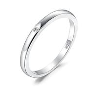JewelryPalace Bague Solitaire Classique Ronde Zircone Cubique, Bandeau Empilable Anneau Alliance, Bague Pierres Diamant Simulé 14K Plaque Or Blanc Argent 925 Pour Fille, Ensemble Bijoux Mariage Femme