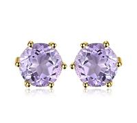 JewelryPalace Boucles d'oreilles Taille Rond Naturelle Pierre Améthyste Péridot Grenat Citrine Topaze Pour Femme, Clous d'oreille Argent 925 Plaqué Or Jaune Plaqué Or Rose, Ensemble de Bijoux Cadeau