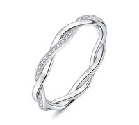 JewelryPalace Empilable Amour Cubic Zirconia Infini Bague Taille Rond Pierre Argent 925 Femme, Torsade Bague Argent Fiançailles Mariage Promise Alliance, Ensemble Bijoux Mariee Cadeau Anniversaire