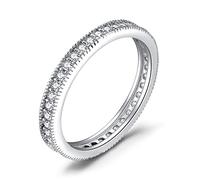 JewelryPalace Éternité Band Empilable Zircone Cubique Bague Femme Argent Sterling 925, Éternel Bague de Fiançailles Femme, Bagues Anniversaire Mariage Promise Alliance, Bijoux Femme