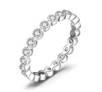 JewelryPalace Éternité Band Empilable Zircone Cubique Bague Femme en plaqué or blanc 14K, Infini Bague de Fiançailles Femme, Bagues Anniversaire Mariage Promise Alliance, Bijoux Femme 59.5
