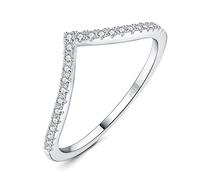 JewelryPalace Forme V Moissanite Bague Taille Rond Pierre Argent Massif 925 Femme, Diamant Simulé Bague Fiançailles Mariage Promise Alliance, Amour Ensemble Bijoux Mariee Cadeau Anniversaire