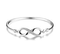 JewelryPalace Infini Nœud Bracelet Jonc Cubique Zircon en Argent Sterling 925 Pour Femme, Bracelet Love Infinity Bracelet Pour Fille, Ensemble Parure de Bijoux Cadeau d'Anniversaire