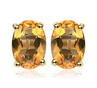 JewelryPalace Magnifique Boucles d'oreilles Naturelle Améthyste Péridot Grenat Citrine Topaze en Forme Ovale Pour Femme, Argent/Plaqué Or Rose/Or Jaune, Clous d'oreille Fille, Ensemble Bijoux Cadeau