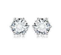 JewelryPalace Orecchini a Bottone Donna Argento 925 con Creato Moissanite, Piercing a Lobo con Pietra a Taglio Rotondo, Solitario in Tre Ori Set Gioielli