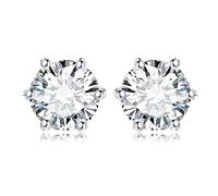 JewelryPalace Orecchini a Bottone Donna Argento 925 con Creato Moissanite, Piercing a Lobo con Pietra a Taglio Rotondo, Solitario in Tre Ori Set Gioielli
