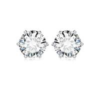 JewelryPalace Orecchini a Bottone Donna Argento 925 con Creato Moissanite, Piercing a Lobo con Pietra a Taglio Rotondo, Solitario in Tre Ori Set Gioielli
