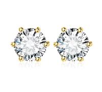 JewelryPalace Orecchini a Bottone Donna Argento 925 con Creato Moissanite, Piercing a Lobo con Pietra a Taglio Rotondo, Solitario in Tre Ori Set Gioielli