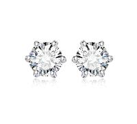 JewelryPalace Orecchini a Bottone Donna Argento 925 con Creato Moissanite, Piercing a Lobo con Pietra a Taglio Rotondo, Solitario in Tre Ori Set Gioielli