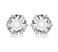 JewelryPalace Orecchini a Bottone Donna Argento 925 con Creato Moissanite, Piercing a Lobo con Pietra a Taglio Rotondo, Solitario in Tre Ori Set Gioielli