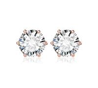 JewelryPalace Orecchini a Bottone Donna Argento 925 con Creato Moissanite, Piercing a Lobo con Pietra a Taglio Rotondo, Solitario in Tre Ori Set Gioielli