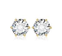 JewelryPalace Orecchini a Bottone Donna Argento 925 con Creato Moissanite, Piercing a Lobo con Pietra a Taglio Rotondo, Solitario in Tre Ori Set Gioielli