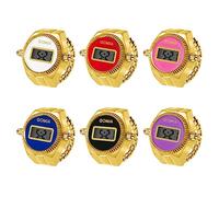 JewelryWe 6pcs Bague Montre Extensible Numérique,Montre Bague Femme Homme Doigt Ajustable,Bague Montre Etanche 1ATM Fantaisie,Cadran Rond,Cadeau pour Femme et Homme