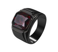 JewelryWe Bague Chevalière Homme Biker: Bague en acier inoxydable Pierre Synthétique Noire Carrée Chevalière Homme Motard Rock - Cadeau Anniversaire ou la Fête des Pères