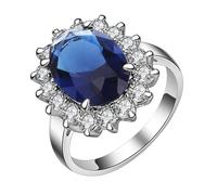 JewelryWe Bague Femme Saphir Imitation: Bague Acier Inoxydable avec Zircon Cubique Halo Fantaisie Mariage Fiançailles Anneau Cocktail Promesse Cadeau Saint Valentin,62