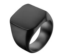 JewelryWe Bague Homme Chevalière Sceau Poli Motard Anneau Acier Inoxydable Fantaisie Bijoux Cadeau Noir #54.5