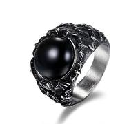 JewelryWe Bague pour homme et femme Punk Rétro Party Bat Anneau Chauve-Souris Bijoux Cadeau De Toussaint Noël, Redimensionnable, Antique Silver Plated (Noir, 59.5)