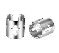 JewelryWe Bijoux 1 Paire Boucles d'oreilles avec Croix Clip-on Anneau Homme Femme en Acier Inoxydable Argenté Cadeau pour Amoureux Ami