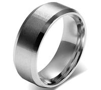 JewelryWe Bijoux Bague Homme Mariage Alliance Engagement Poli Acier Inoxydable Anneaux Fantaisie Couleur Argent Largeur 8mm avec Sac Cadeau Taille 74.5