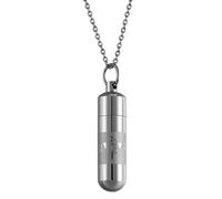 JewelryWe Bijoux Collier Pendentif Bouteille de Parfum Ouvrant Mantra Gravure Amitié Acier Inoxydable Fantaisie pour Homme et Femme Chaîne 55cm
