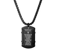 JewelryWe Bijoux Collier pour homme, pendentif plaque signalétique bible croix, collier plaque prière, en acier inoxydable, couleur argent/or/noir, cadeau personnalisé, Acier inoxydable, Pas de gemme