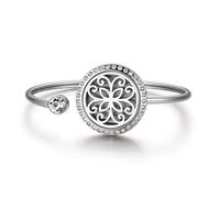 JewelryWe Bijoux Femme Bracelet Acier Inoxydable Fleurs Arbre de Vie Arbre de Vie Aromathérapie Diffuseur Huile Essentielle Parfum Bracelet Argent