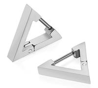 JewelryWe Bijoux Paire Boucles d’Oreilles Polissage Forme Triangle Géométrique Clous d’Oreilles Acier Inoxydable Fantaisie pour Homme et Femme Couleur Argent