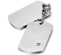 JewelryWe Bijoux Pendentif Collier Gravure Offerte Plaque Militaire Dog Tag Acier Inoxydable Fantaisie pour Homme et Femme Couleur Argent