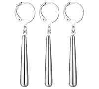 JewelryWe Boucles d'Oreilles Acier Inoxydable : 3Pcs Boucles d'Oreilles Homme Pendantes avec Long Bijoux Pendentif pour Animé Cosplay Samouraï Japonais Minimaliste - Cadeau Anniversaire Saint Valentin