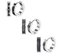 JewelryWe Boucles d'Oreilles Homme Viking: Lot de 3 Paires Boucles d'Oreilles Acier Innoxydable avec Runes vikings Noeuds Celtiques Vintage - Cadeau Homme Anniversaire