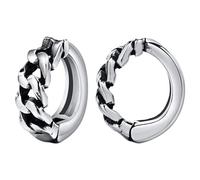 JewelryWe Boucles d'Oreilles Sans Trou: Boucles d'Oreilles Homme Acier Inoxydable Chaîne Cuba pour Oreilles non Percées Style Rétro Punk - Cadeau pour l'Anniversaire et la Fête des Pères
