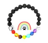 JewelryWe Bracelet Femme Homme Perle: Bracelet Chien Commémoratif en Pierre Volcanique avec Pont arc-en-ciel pour se Souvenir du Chien Décédé - Cadeau de Réconfort
