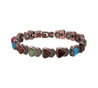 JewelryWe Bracelet Femme Magnétique en Cuivre: Gourmette Femme Pierres Naturelles Multicolores Forme Cœur, Aimants Puissants, Chaîne 19 cm Élégante, Bijou Cadeau Anniversaire, Noël ou Fête des Mères
