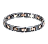 JewelryWe Bracelet Gourmette Classique Sante Céramique Acier Inoxydable Zircon Chaîne de Main Amour d'Amitié Amoureux Couple Couleur Noir Or pour Femme